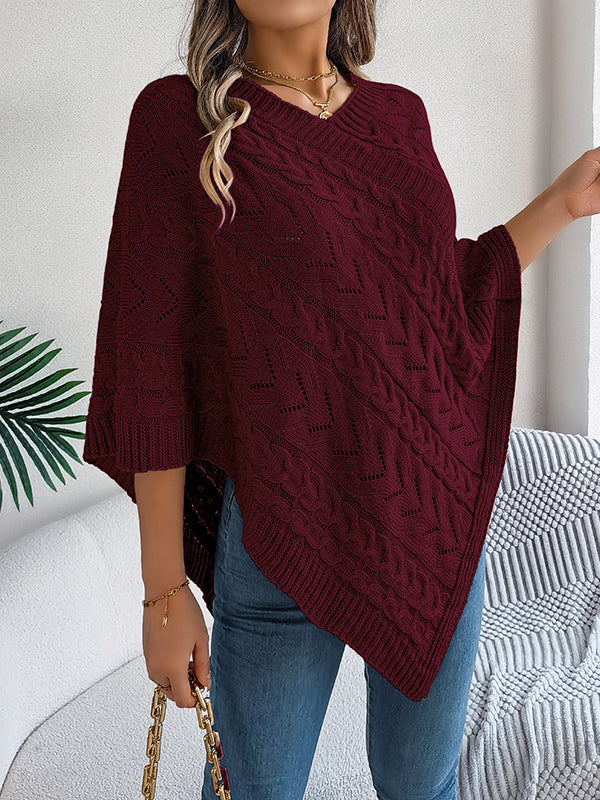 Solid Color Half Sleeves Loose V-neck Cape