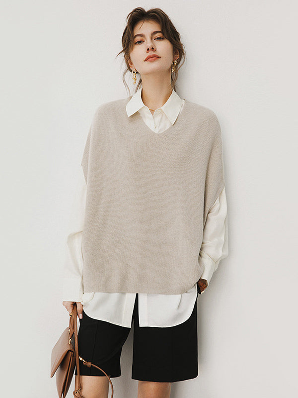 Casual Loose Solid Color V-Neck Vest Top