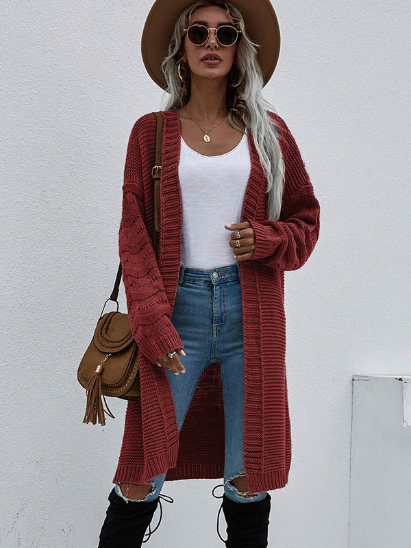 Urban Loose Solid Color Jacquard Cardigan Top