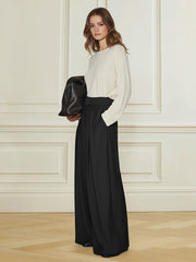 Pleated Solid Color High Waisted Loose Pants