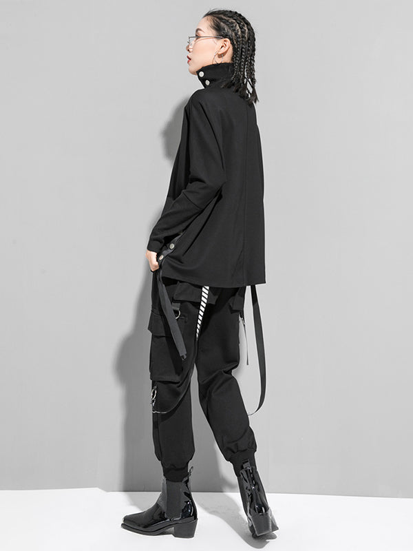 Original Solid Stand Collar T-Shirts Tops