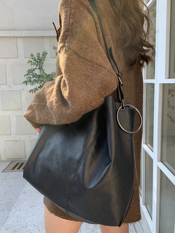Urban Solid Color PU Shoulder Bag