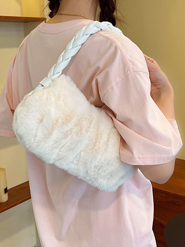 Pleated Split-Joint Woven Straps Handbags Bags