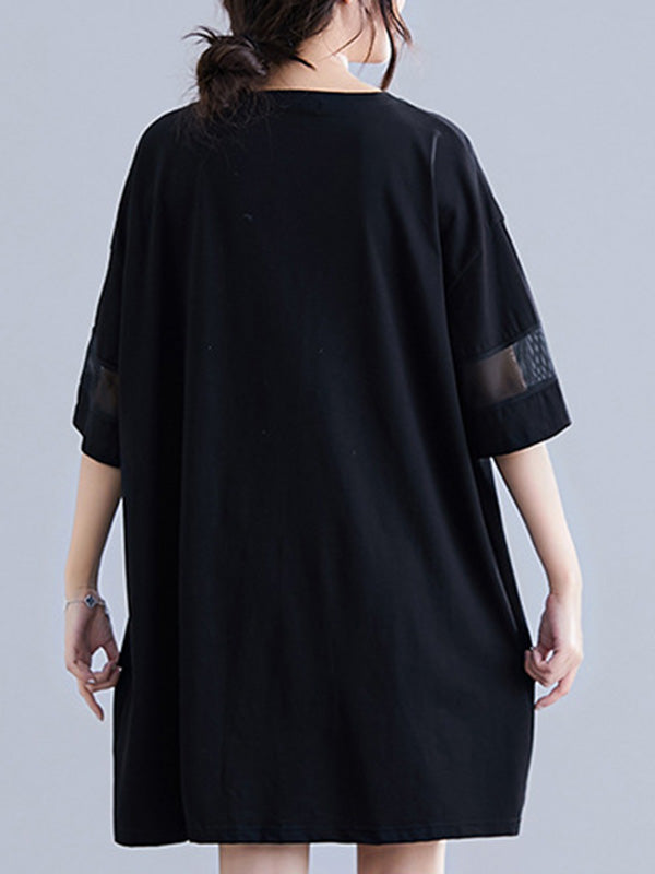 Urban Loose Split-Joint Half Sleeve Dress
