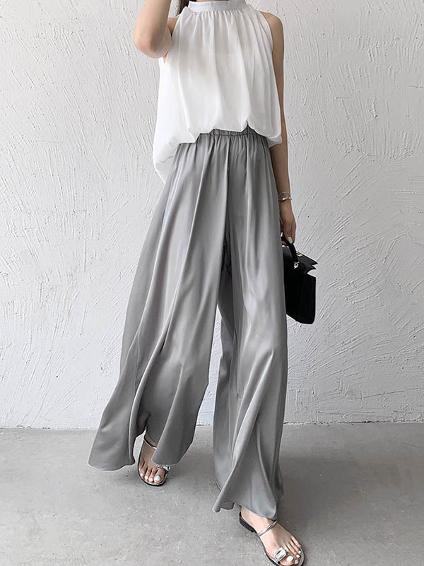 Wide Leg Loose Solid Color Casual Pants Bottoms
