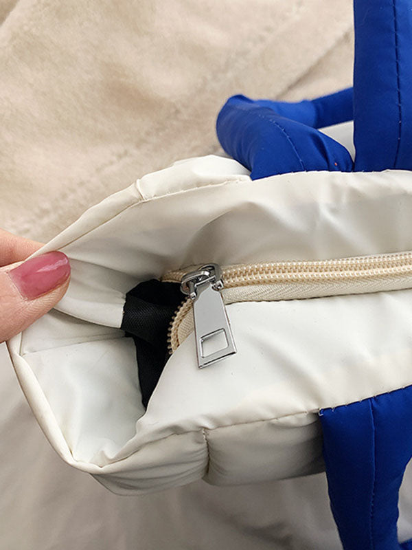 Contrast Color Split-Joint Padded Tote Bags Handbags Bags