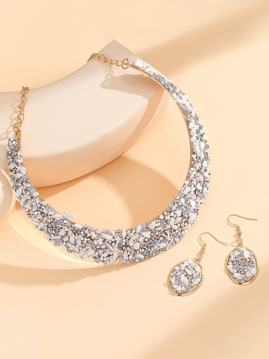 Geometric Rhine Stones Shiny Irregularity Sets Necklaces Accessories Earrings Accessories