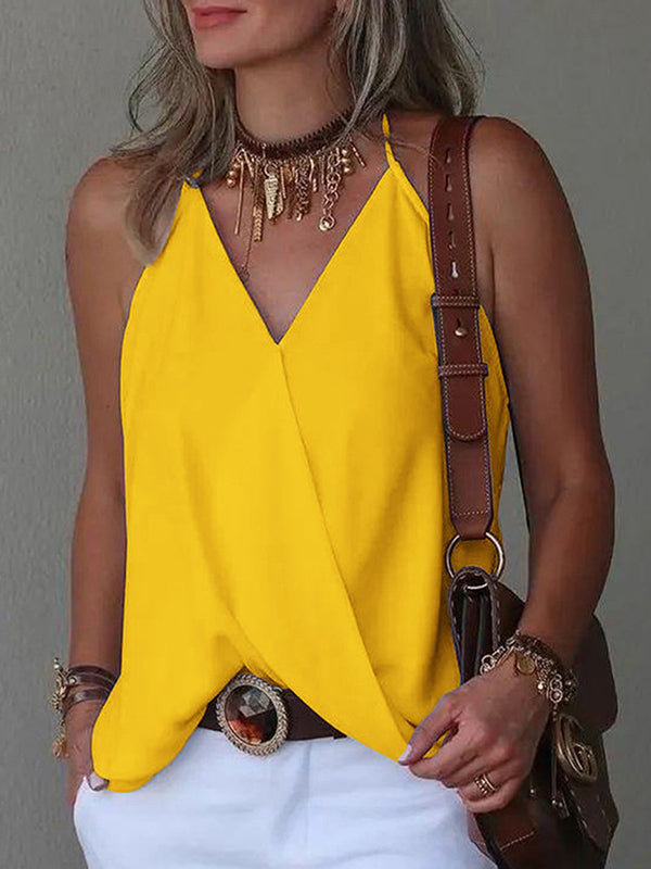 Solid Color Loose Sleeveless Spaghetti-Neck Vest Top
