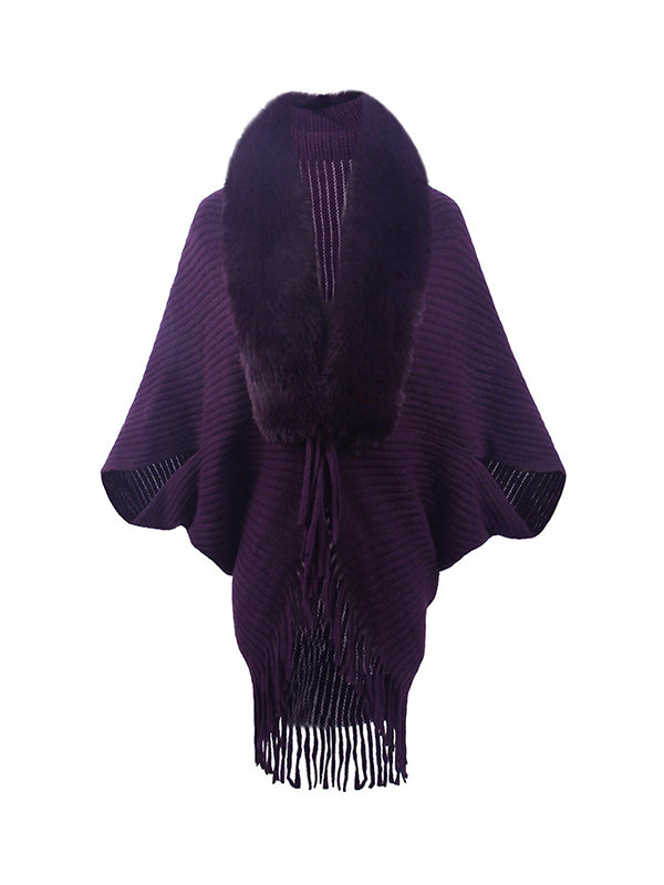 Solid Color Tasseled Batwing Sleeves Loose Cardigan Coats