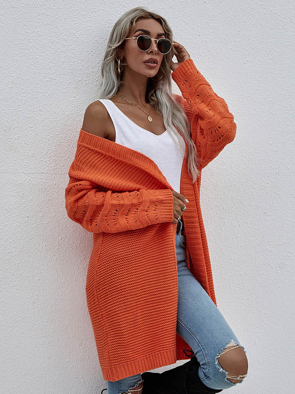 Urban Loose Solid Color Jacquard Cardigan Top