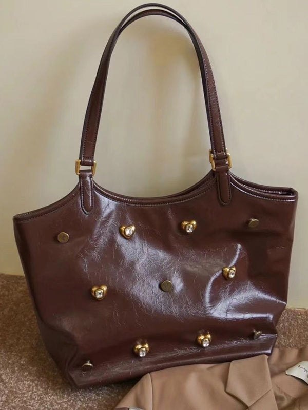 Buckle Rhine Stones Zipper Handbags