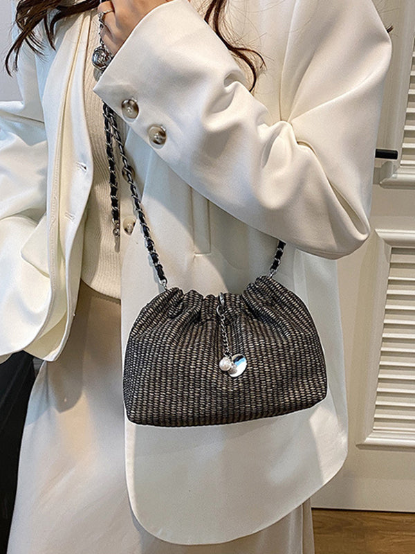 Chains Drawstring Split-Joint Woven Crossbody Bags Bags Accessories Bags