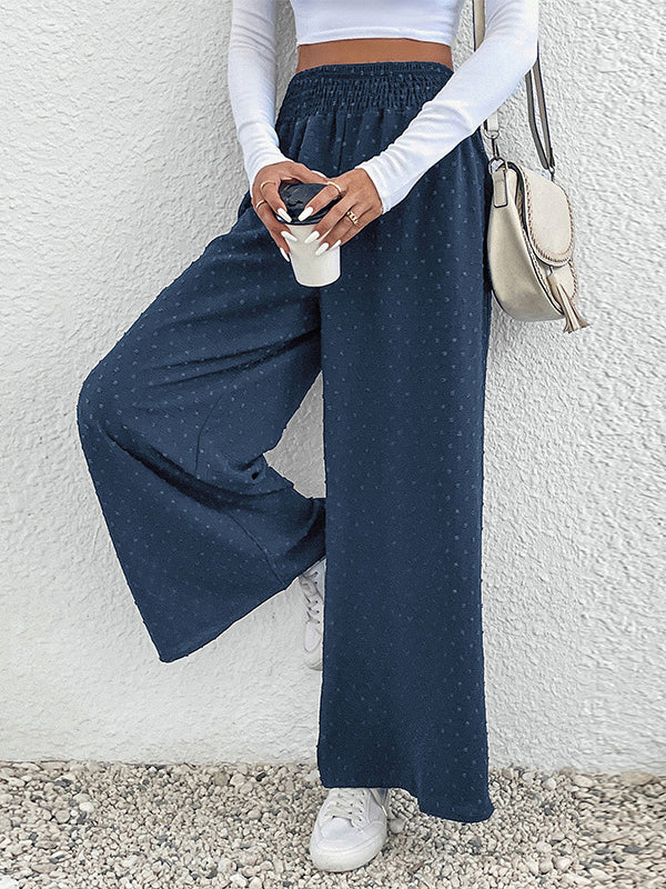 Elasticity Jacquard Wide Leg Trousers Pants
