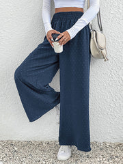 Elasticity Jacquard Wide Leg Trousers Pants