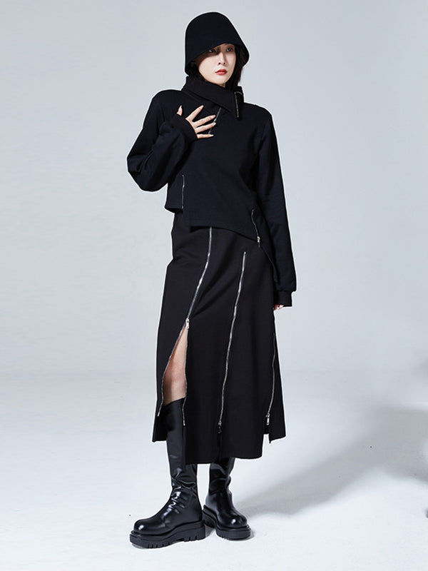 A-Line Irregularity Zipper Bodycon Skirts