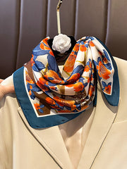 Floral Printed Contrast Color Shawl&Scarf
