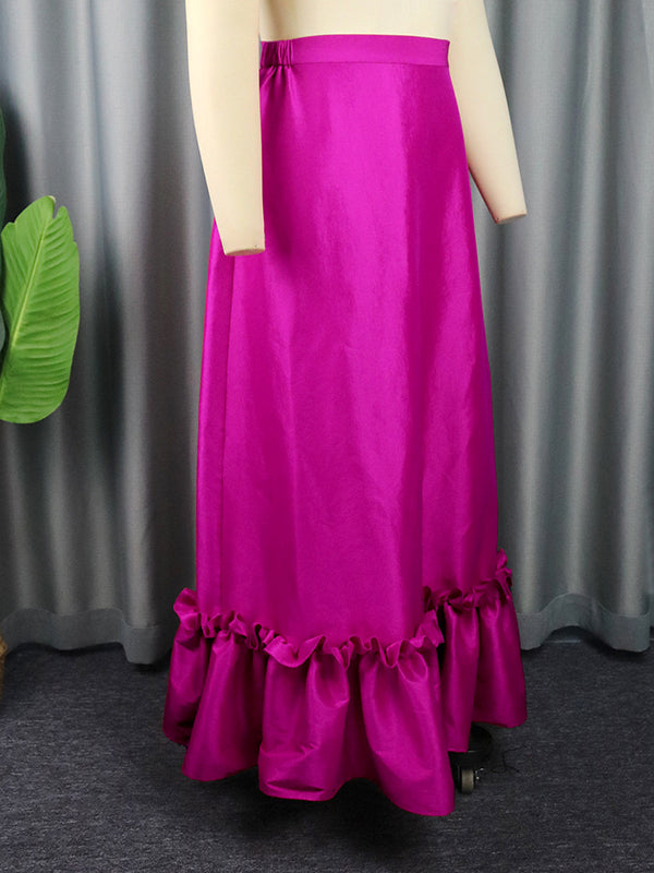 Pleated Solid Color Zipper Skirts