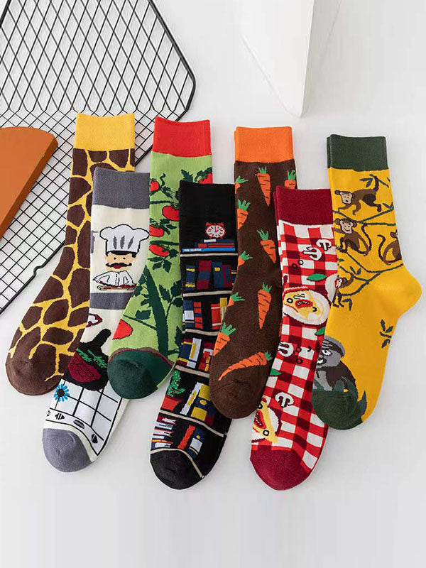 Contrast Color Leopard Sweat-Absorbing Socks Accessories