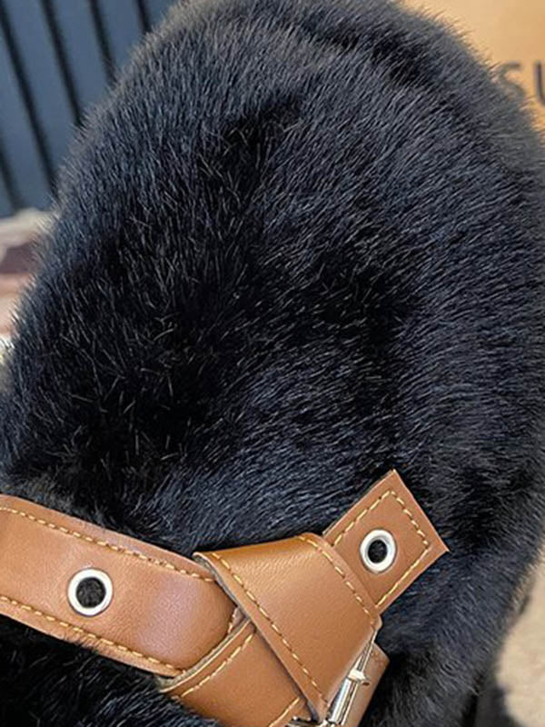 Buckle Round-Toe Split-Joint Slippers Platform Shoes