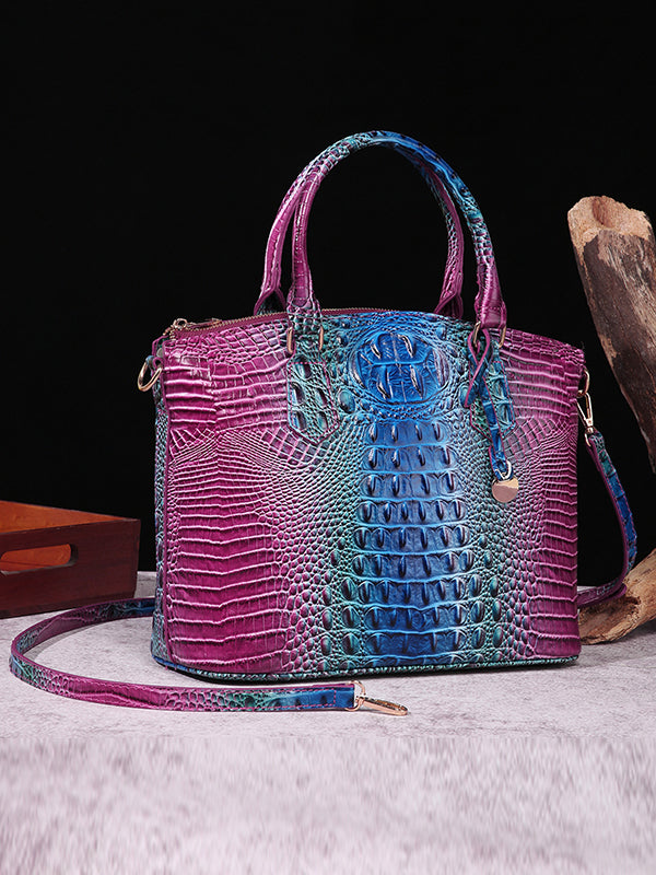 Alligator Print Pleated Split-Joint Handbags Bags