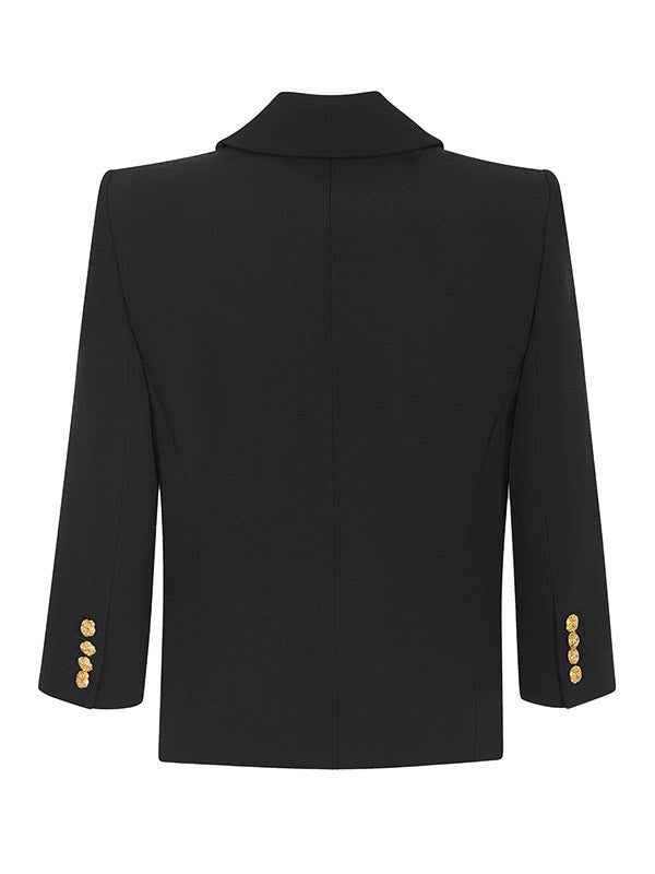 Buttoned Pockets Split-Joint Long Sleeves Loose Notched Collar Outerwear Blazer