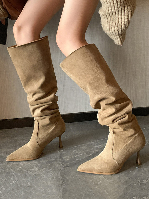 Pointed-Toe Split-Joint Pumps Boots