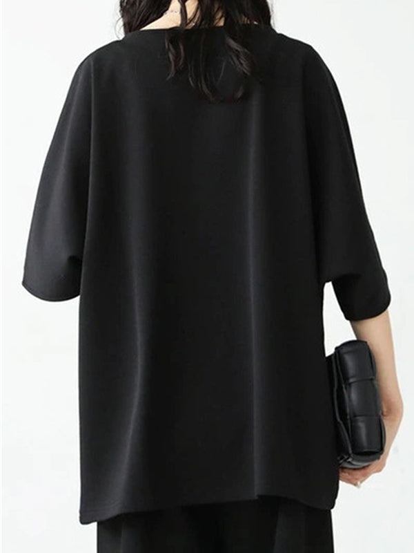 Contrast Color Batwing Sleeves Half Sleeves Round-neck T-Shirts Tops