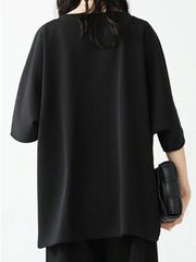Contrast Color Batwing Sleeves Half Sleeves Round-neck T-Shirts Tops