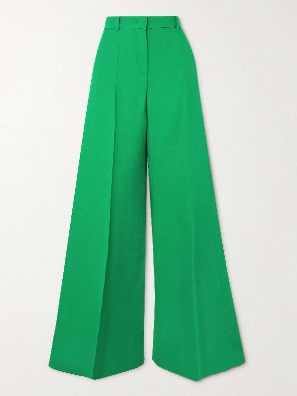 Wide Leg Solid Color Flared Trousers Pants