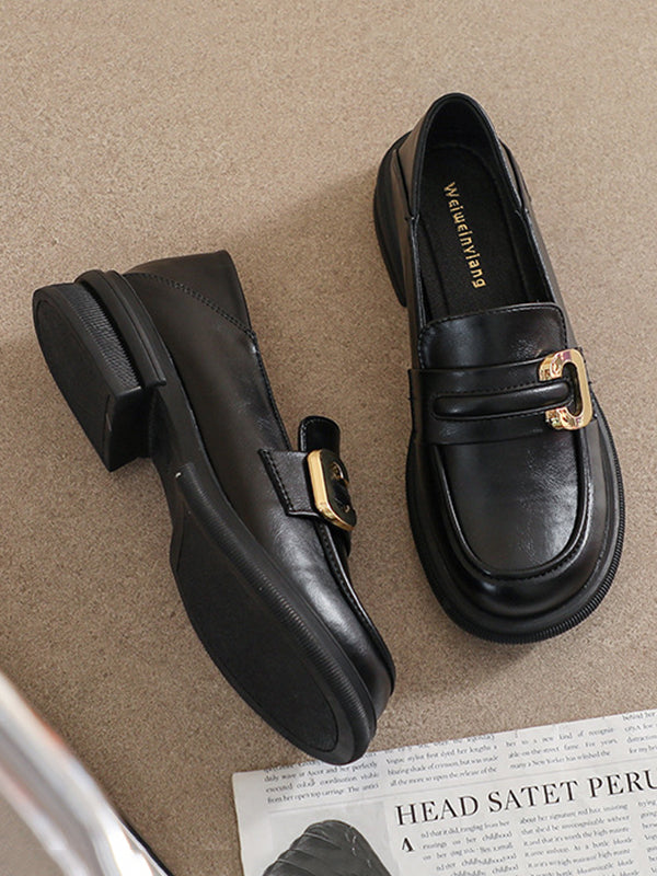 Round-Toe Split-Joint Platform Shoes Loafers