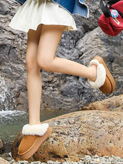 Round-Toe Split-Joint Velvet Slippers Platform Shoes