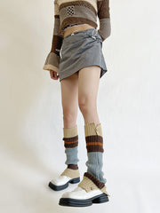 Leisure Buttoned Contrast Color Leg Warmers Accessories
