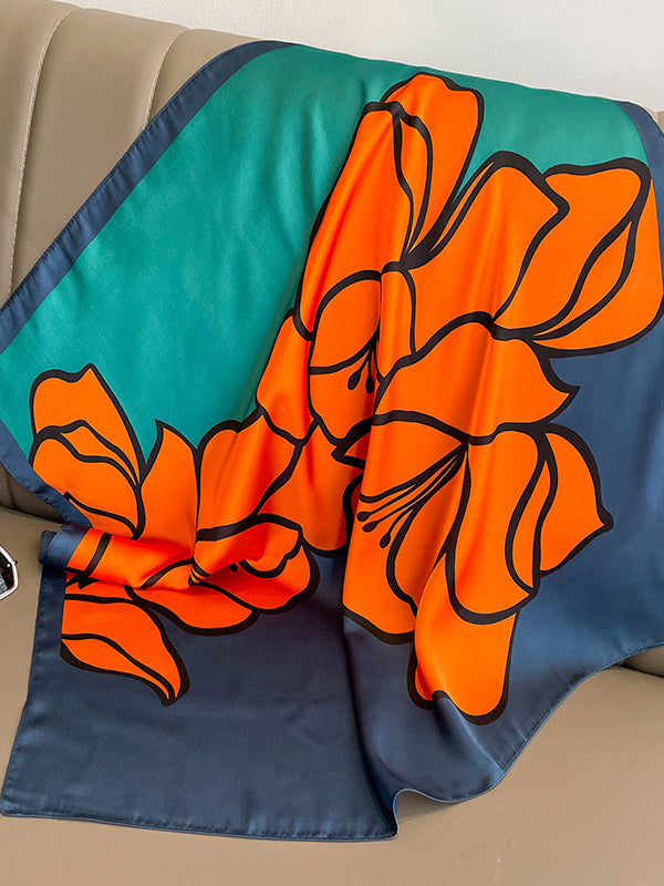 Floral Printed Square Scarfs&Hats