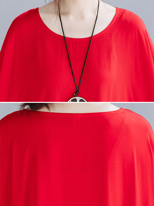 Simple Pleats Round-Neck Maxi Dress