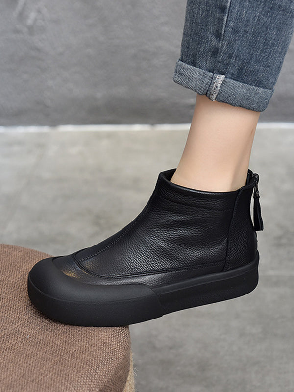Round-Toe Zipper Boots
