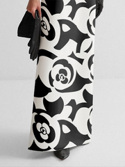 H-Line Contrast Color Floral Printed Skirts Bottoms