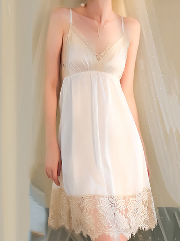 Backless Lacy Split-Joint Sleeveless Spaghetti-Neck Intimates&Pajamas