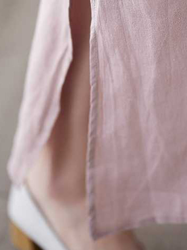 Solid Color A-Line Loose Round-Neck Midi Dresses