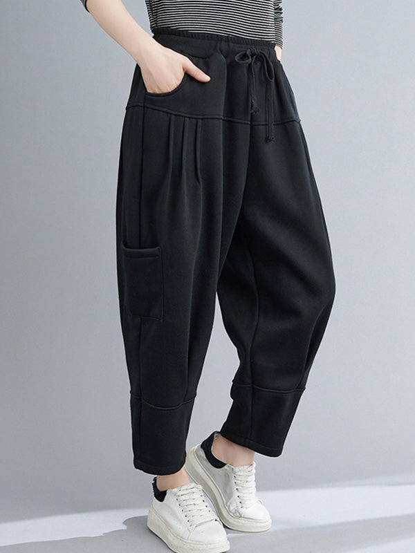 Casual Split-Joint Drawstring High Waisted Harem Pants