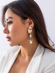 Imitation Pearls Geometric Drop Earrings