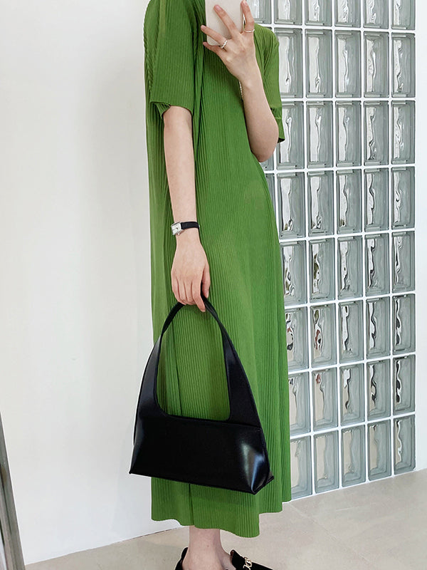 Original Casual Pleated Solid Color Midi Dress