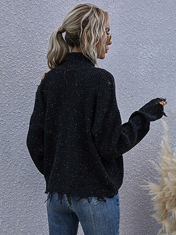 Urban Knitting Loose Hollow High-Neck Sweater