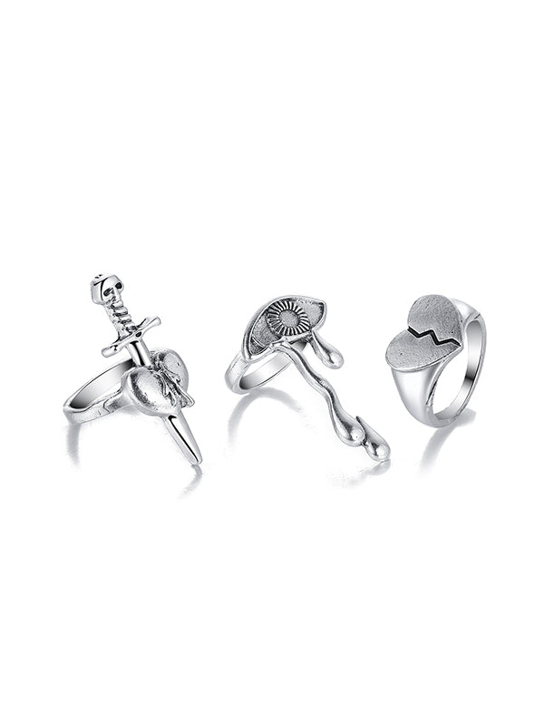 3 pieces Eye Shape Heart Shape Rings Accessories