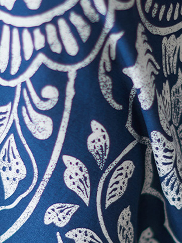 Printed Loose Short Sleeves V-Neck Maxi Dresses