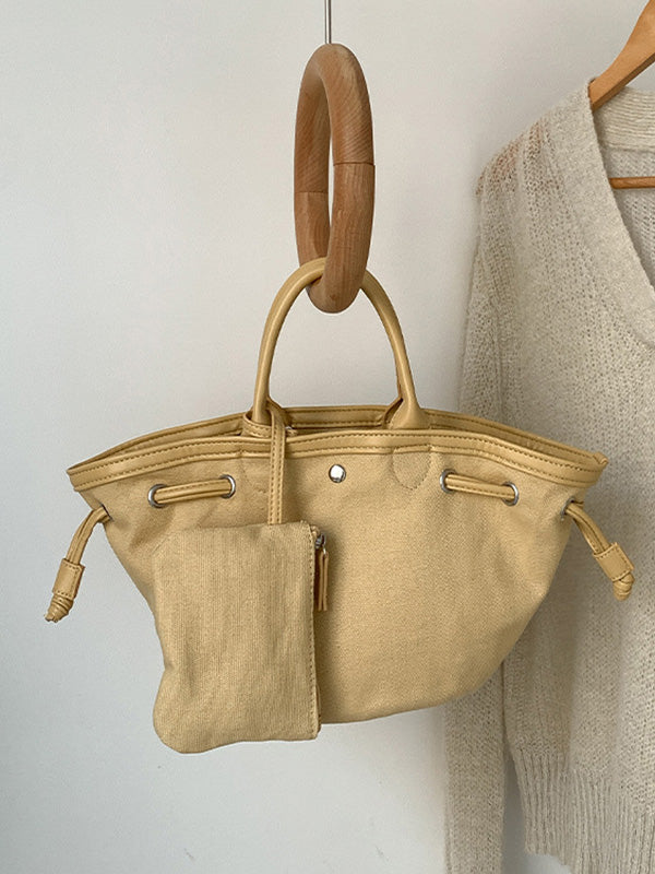 Drawstring Split-Joint Tote Bags Handbags