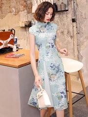 Original Applique Stand Collar Long Cheongsams