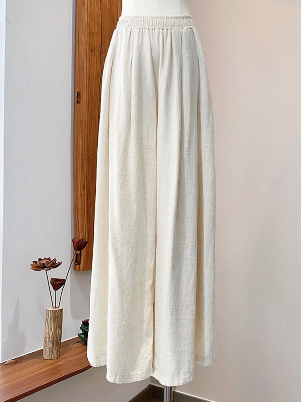 Casual Wide Leg Pleated Loose Solid Color Pants