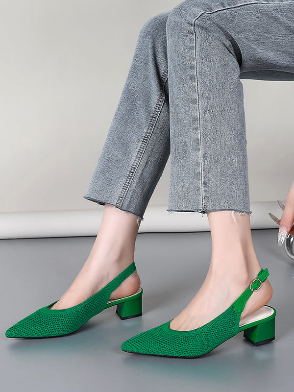 Belt Buckle Hollow Pointed-Toe Split-Joint Slider Sandals Pumps Sandals