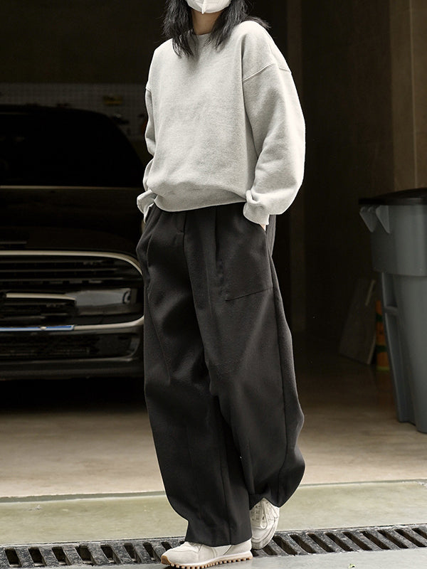 Casual Loose Wide Leg Solid Color Pants