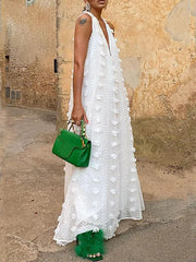 Loose Sleeveless Gauze Deep V-Neck Maxi Dresses